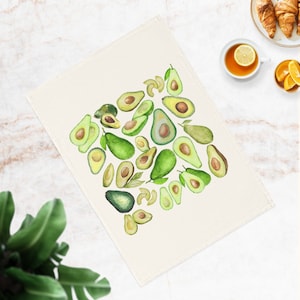 Avocado Organic Cotton Tea Towel, Avocado Aesthetic Kitchen Towel