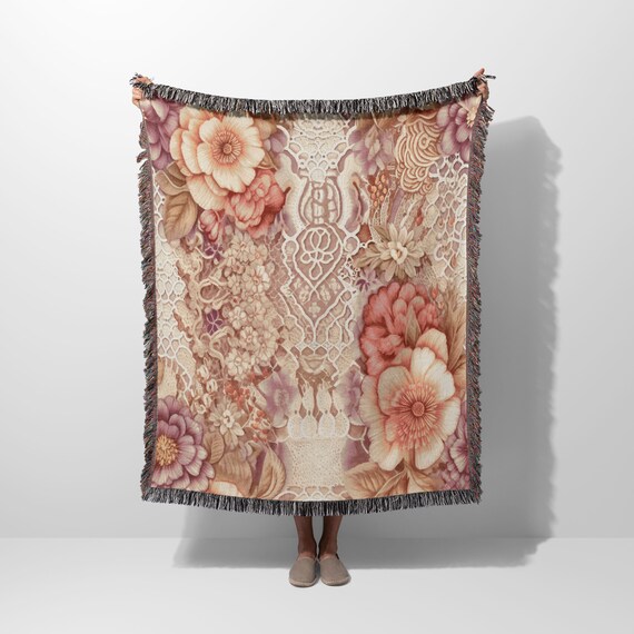 Pink woven throw blanket sale