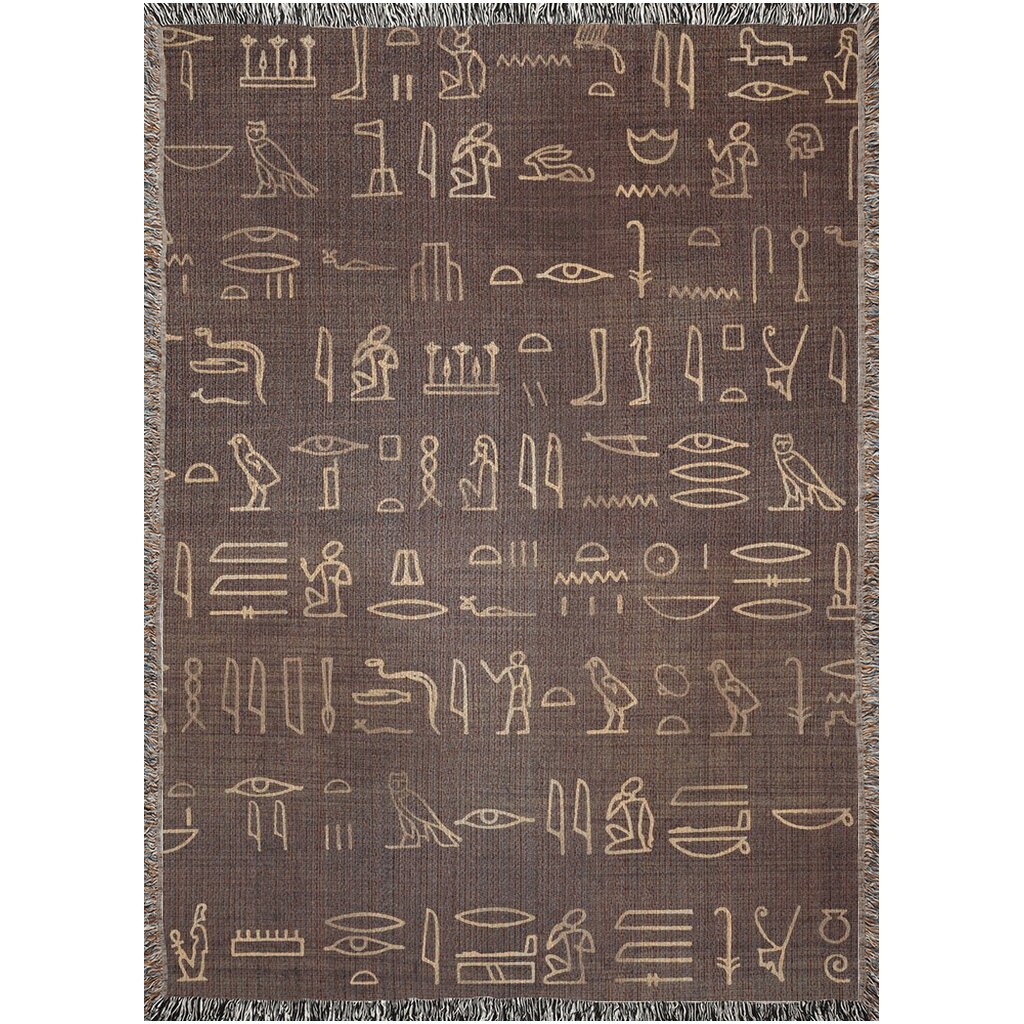 Egyptian Pattern Print Hooded Blanket