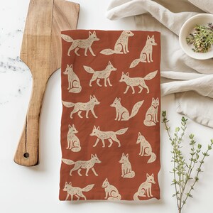 Fox Kitchen Towel: Rustic Cottagecore Woodland Decor