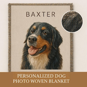 Custom Pet Woven Blanket – Personalized Dog Couch Throw,