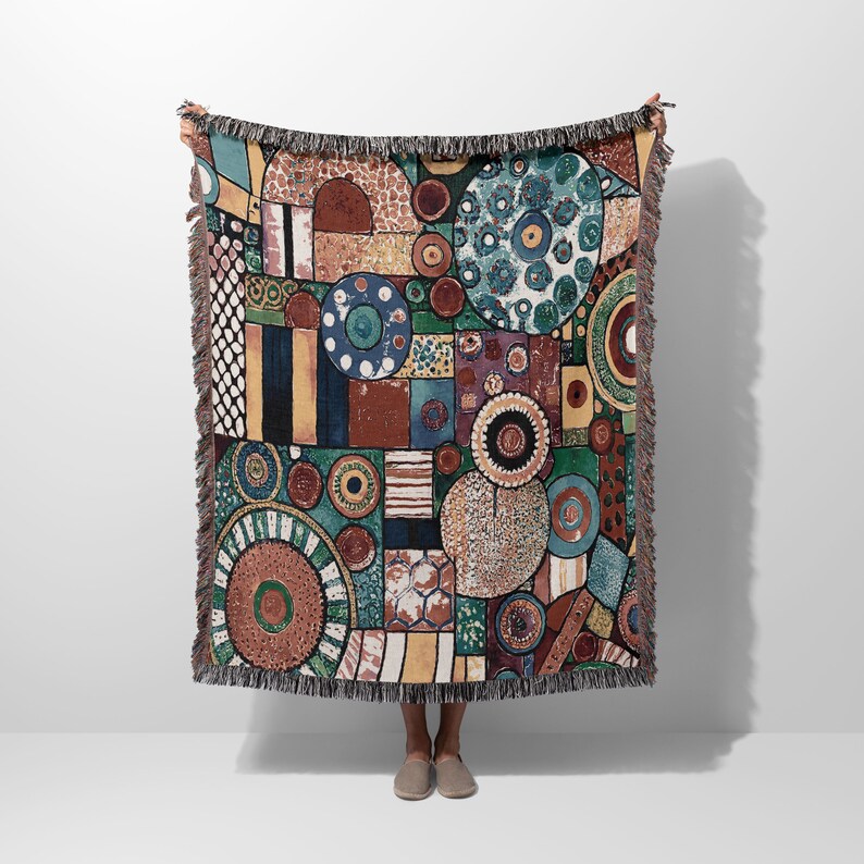 Pop Art Throw Blanket for Couch, Patchwork Colorful Tapestry, Abstract