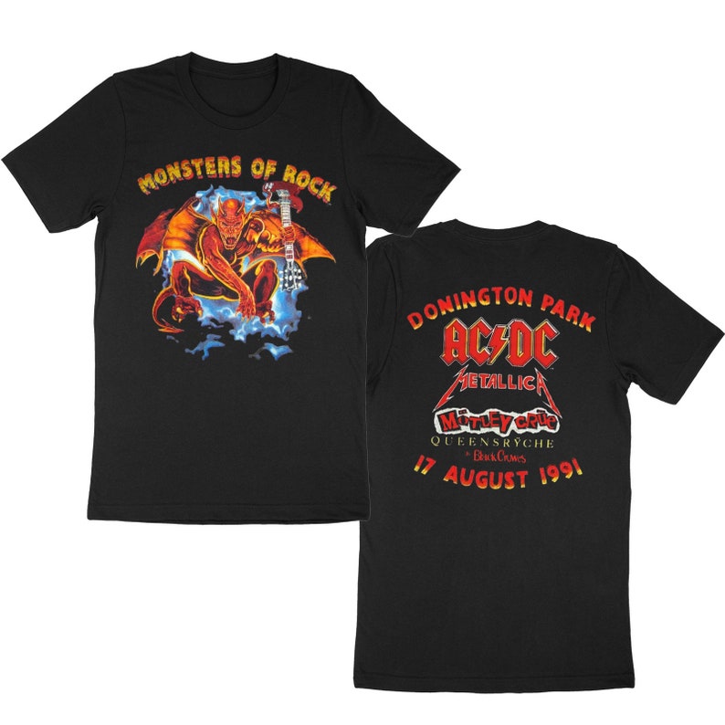 Vintage 90s Monsters of Rock Donington Park Event Unisex T-Shirt, Metal Rock Band zdjęcie 1