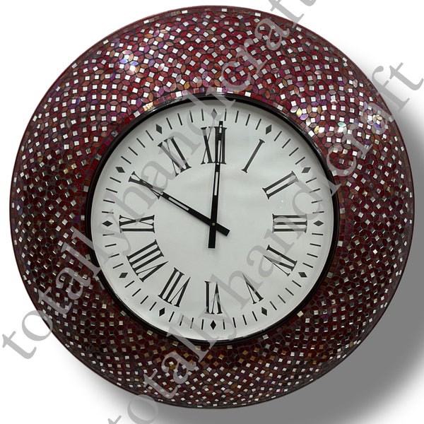 Beautiful Metal Wall Clock With Mirror Mosaic Work || Handmade Clock for Living Room| Home Decoration| Clock for Christmas Gifting||