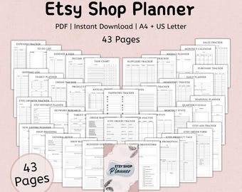 Printable Etsy Shop Planner | Etsy Business Plan | Etsy Seller Planner | Sell on Etsy | Handmade Business | Digital Product Business | PDF