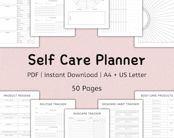 Printable Self-Care Planner | Self-Love Journal Inserts | Mindfulness Binder | Wellness Planner | Mental Health Worksheet | Mood Tracker PDF