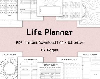 Planificador de vida imprimible / Paquete de planificador de finanzas personales / Carpeta de administración del hogar / Insertos de productividad / Organizador diario, semanal y mensual