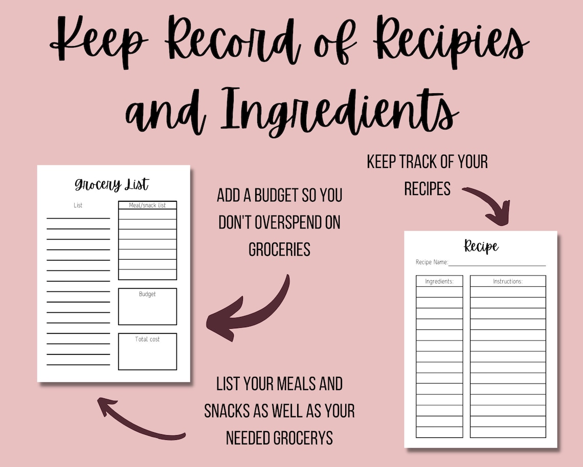 Printable Meal Planner PDF Meal Prep Planner Meal - Etsy