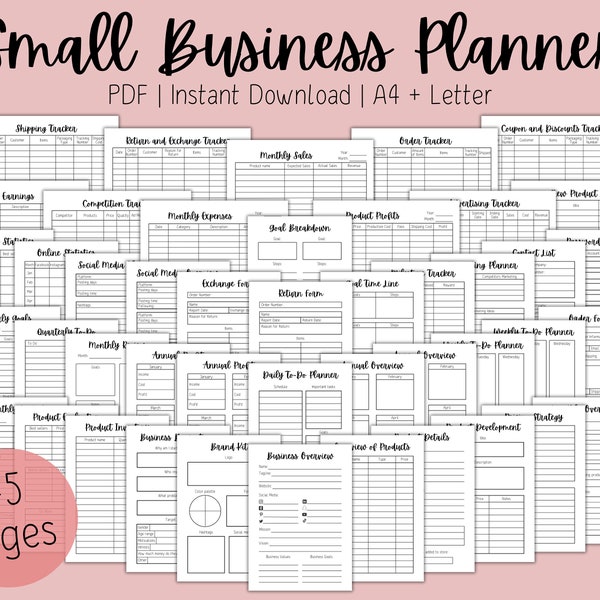 Small Business Planner, Printable Organizer, Home Business Inserts, Business Binder, Side Hustle Planner, Business Bundle, Business Trackers