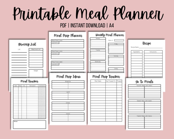 Printable Meal Planner PDF Meal Prep Planner Meal - Etsy