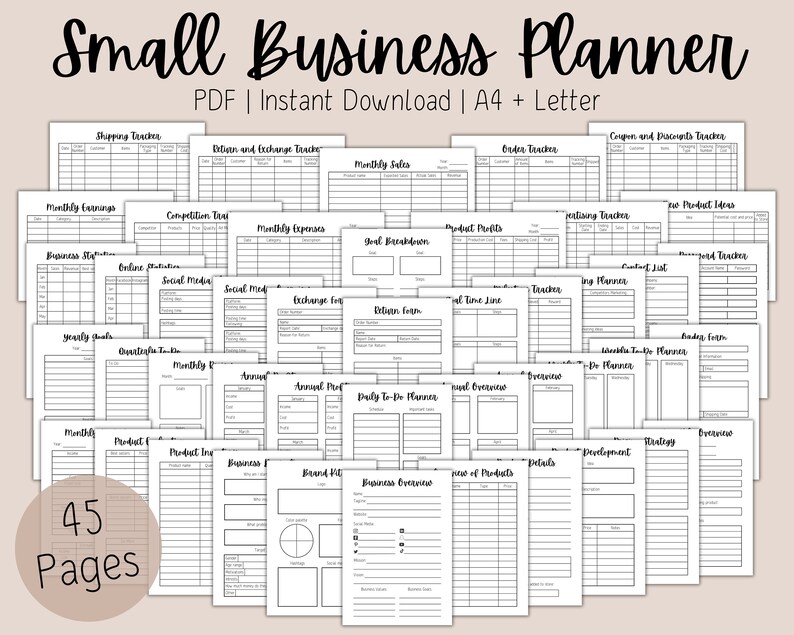 Small Business Printable Planner Entrepreneur Planner Home - Etsy