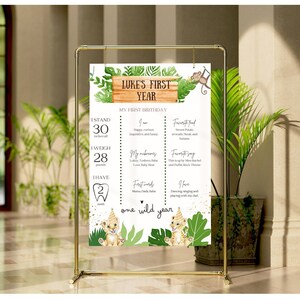 Pôster do marco do Safari, placa do marco do Wild One, decorações do primeiro aniversário do Safari, sinal do primeiro aniversário da selva, download instantâneo