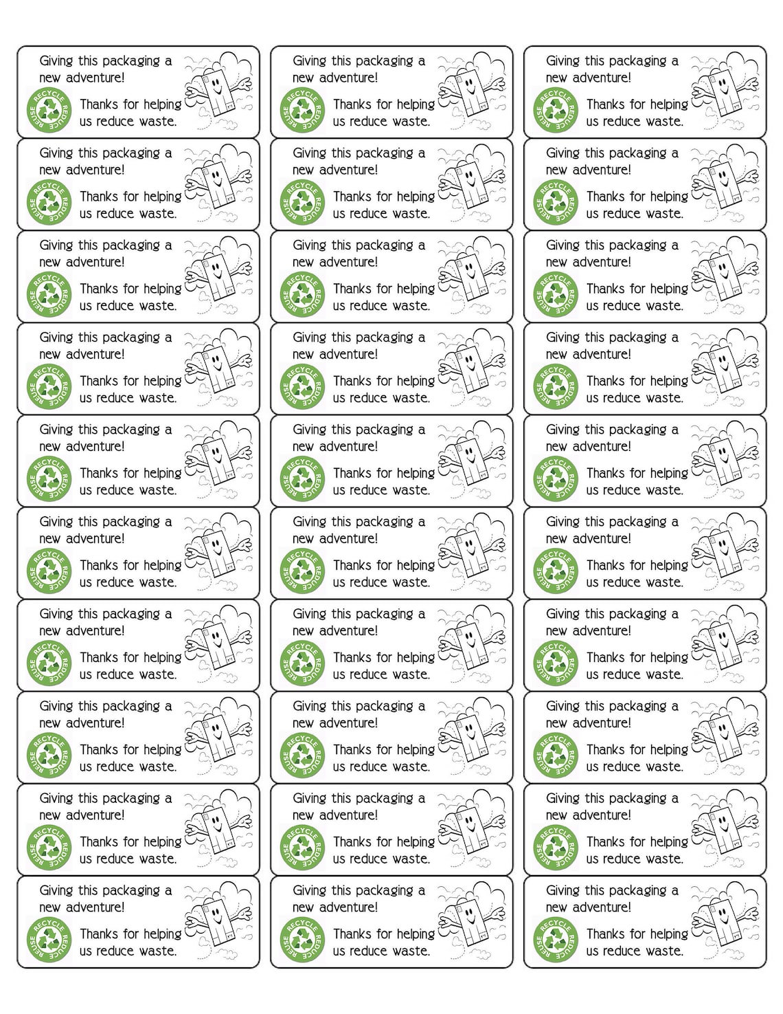 Printable Avery 5160 Label Templates for Reused Shipping Materials ...