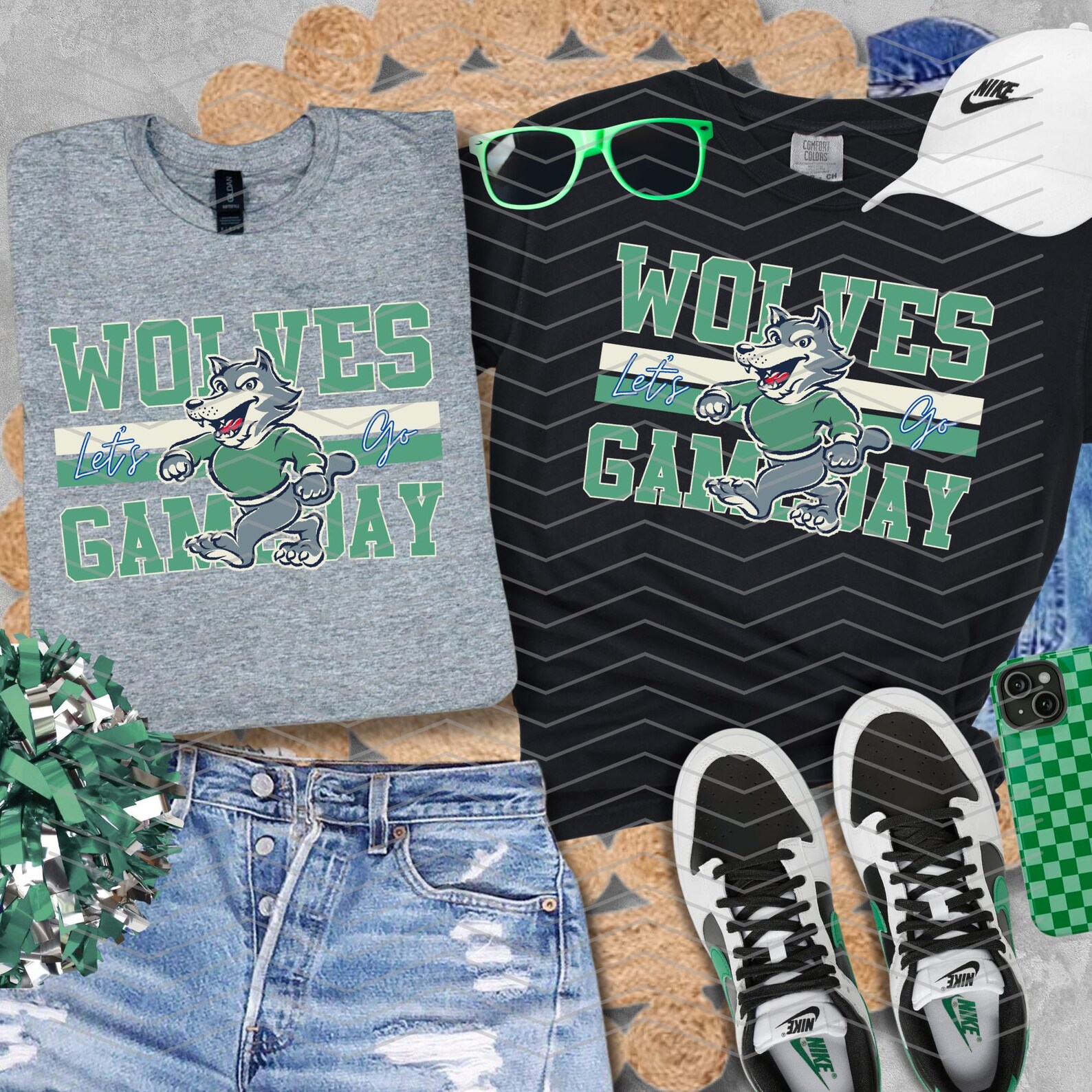 Custom Wolves Mascot Canva Template - Customizable - Dtg DTF Instant ...