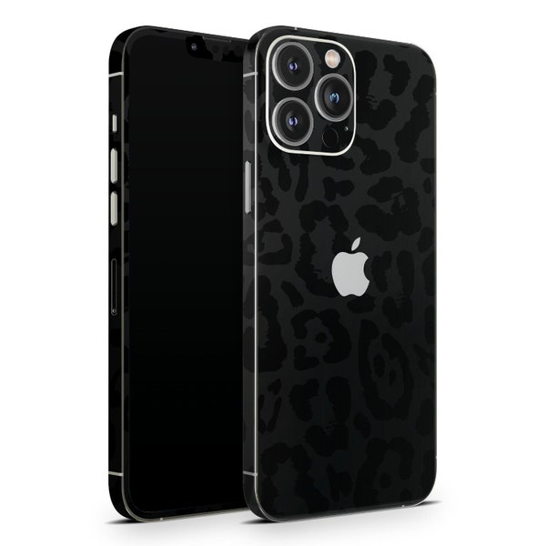 Trendy Black Cheetah Print // Protective Skin Decal Wrap Cover for Apple iPhone 15, 15 Pro Max, 14, 13, 12, 11 (All models!)