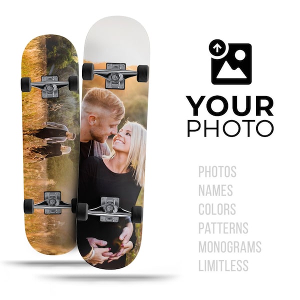 Custom Personalized Add Your Image Design // Custom Skin Decal Wrap Art Cover for Skateboard Decks (Skin and Deck bundle)