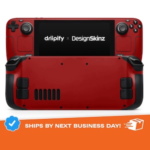 Solid Dark Red // Protective Skin Decal Wrap Cover Kit for the Steam Deck (LCD & OLED) Console Gaming Device and Trackpad