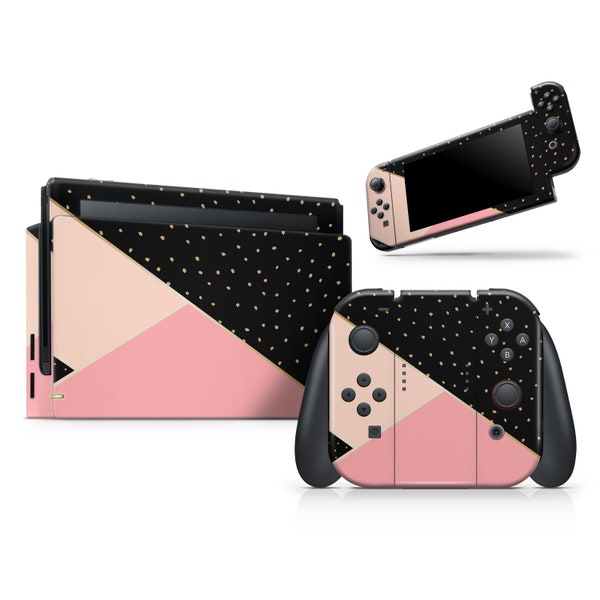 Minimalistic Peach and Black Striped V1 // Skin Decal Wrap for Nintendo Switch OLED Gaming Console, Dock, Joy-Cons, Pro Controller, Lite,