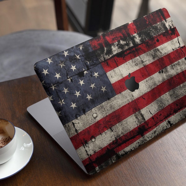 American Distressed Flag Panel // Skin Decal Wrap Kit Compatible with the Apple MacBook Pro, Pro with Touch Bar or Air (11, 12, 13, 15 &