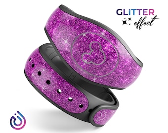 Sparkling Glitter Metallic Blue, Pink, Teal, Purple, Black, Pink, Silver // Skin Decal Vinyl Wrap for Disney MagicBand 1/2 (Adult + Child)