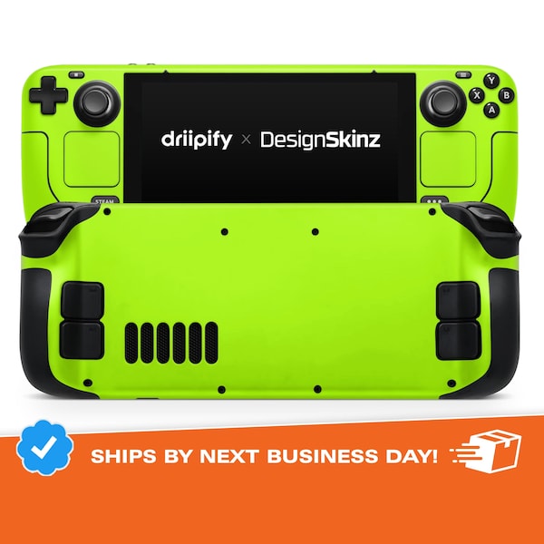 Solid Green V3 // Protective Skin Decal Wrap Cover Kit for the Steam Deck (LCD & OLED) Console Gaming Device and Trackpad