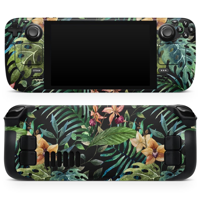Tropical Forest v1 // Full Body Skin Decal Wrap Kit for the Steam Deck Console Gaming Device