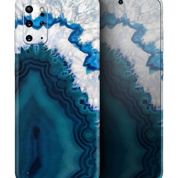 Bright Blue Agate Slice // Full-Body Skin Decal Wrap Cover for Samsung Galaxy S21, S20 Plus or Ultra, Note 20, 10, S10 + (All Models)
