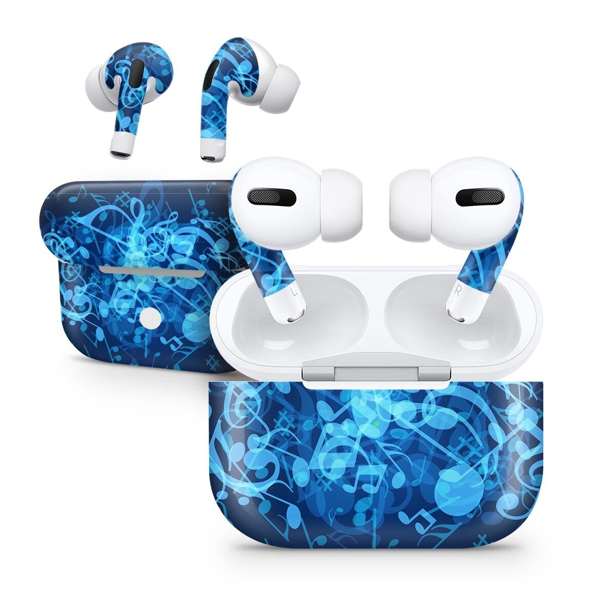 Glowing Blue Music Notes Skin Decal Wrap Cover for Apple