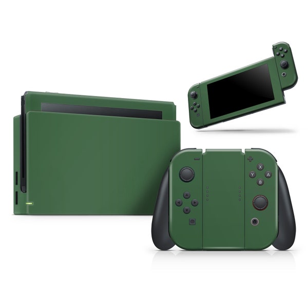 Solid Hunter Green // Skin Decal Wrap for Nintendo Switch OLED Gaming Console, Dock, Joy-Cons, Pro Controller, Lite, 3ds xl, 2ds xl, dsi, or