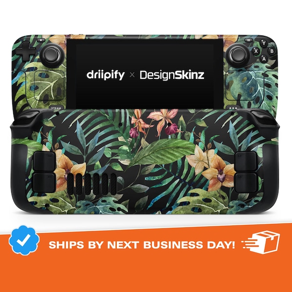 Tropical Forest v1 // Protective Skin Decal Wrap Cover Kit for the Steam Deck (LCD & OLED) Console Gaming Device and Trackpad