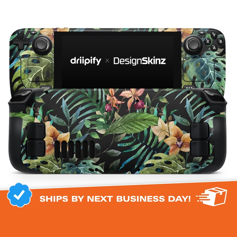 Tropical Forest v1 // Full Body Skin Decal Wrap Kit for the Steam Deck Console Gaming Device