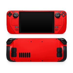 Solid Red // Protective Skin Decal Wrap Cover Kit for the Steam Deck (LCD & OLED) Console Gaming Device and Trackpad
