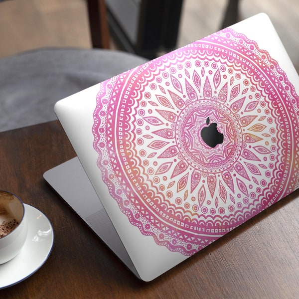 Circle Mandala Pink V53 // Skin Decal Wrap Kit Compatible with the Apple MacBook Pro, Pro with Touch Bar or Air (11, 12, 13, 15 & 16" - All
