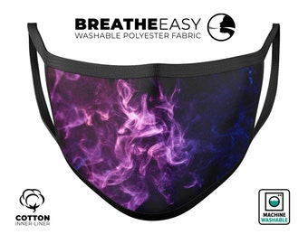 Glowing Pink Smoke | Made in USA Cotton Washable & Reusable Face Mask w/ Adjustable Sizing (Adult + Child)