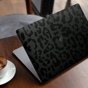 Trendy Black Cheetah Print // Skin Decal Wrap Kit Compatible with the Apple MacBook Pro, Pro with Touch Bar or Air (11, 12, 13, 15 & 16" +)