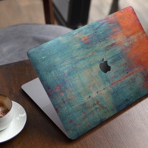 Mint to Red Rustic Metal V92 // Skin Decal Wrap Kit Compatible with the Apple MacBook Pro, Pro with Touch Bar or Air (11, 12, 13, 15 & 16"