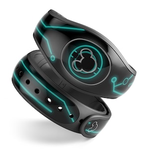 NEON ELECT TRON // Cute Best Skin Decal Vinyl Wrap for Disney MagicBand+, 1 or 2 (Adult + Child Magic Band)