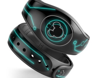 NEON ELECT TRON // Cute Best Skin Decal Vinyl Wrap for Disney MagicBand+, 1 or 2 (Adult + Child Magic Band)