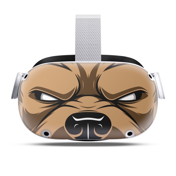 Cartoon Mean Dog V1 // Full Body Skin Decal Vinyl Wrap for Oculus Go Quest 1 or 2 Virtual Headset with Controllers