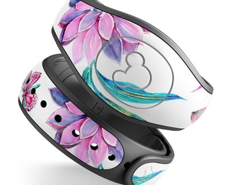 Watercolor Succulent Bloom V17 // Cute Best Skin Decal Vinyl Wrap for Disney MagicBand+, 1 or 2 (Adult + Child Magic Band)