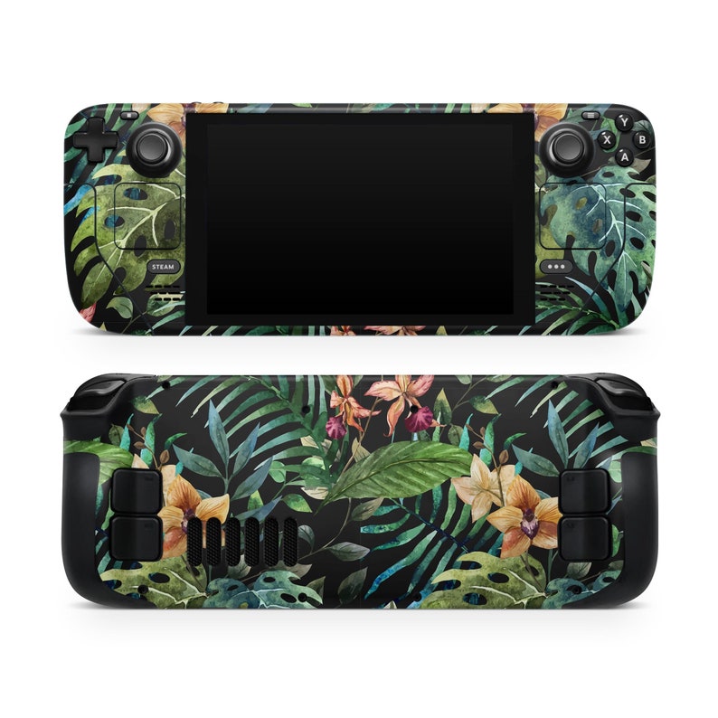 Tropical Forest v1 // Protective Skin Decal Wrap Cover Kit for the Steam Deck LCD & OLED Console Gaming Device and Trackpad image 2