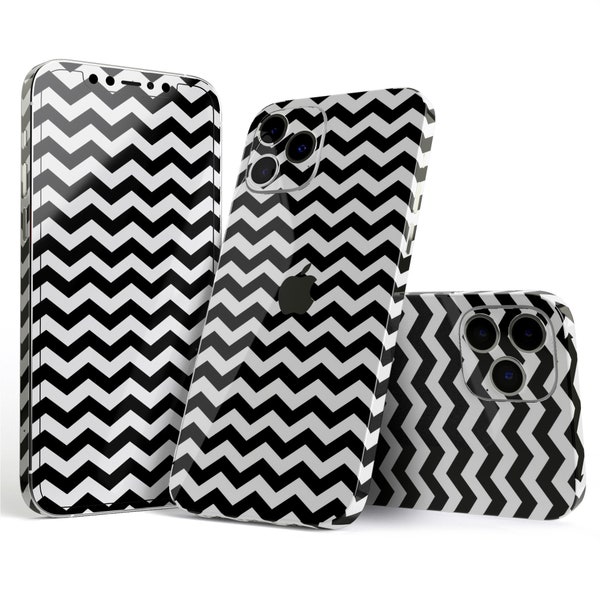 Black & White Chevron Pattern V2 // Protective Skin Decal Wrap Cover for Apple iPhone 15, 15 Pro Max, 14, 13, 12, 11 (All models!)