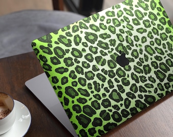 Vibrant Green Leopard Print // Skin Decal Wrap Kit Compatible with the Apple MacBook Pro, Pro with Touch Bar or Air (11, 12, 13, 15 & 16" -