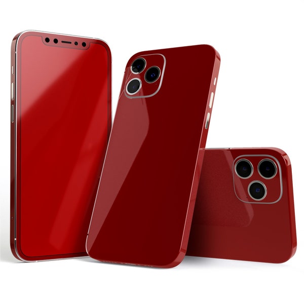 Solid Dark Red // Protective Skin Decal Wrap Cover for Apple iPhone 15, 15 Pro Max, 14, 13, 12, 11 (All models!)