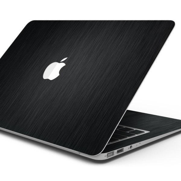 Textured Brushed Black Metal // Skin Decal Wrap Kit Compatible with the Apple MacBook Pro, Pro with Touch Bar or Air (11, 12, 13, 15 & 16"+)