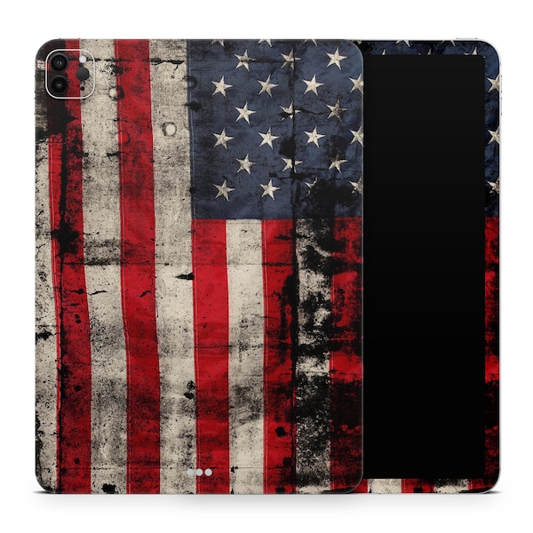 American Distressed Flag Panel - Full-Body Skin Decal Wrap Protector Kit for Apple iPad Air, Mini, Pro (12.9", 11" + others)