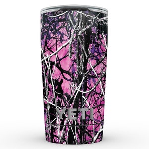 Skin Decal for Yeti 30 oz Rambler Tumbler / pink camo, camouflage