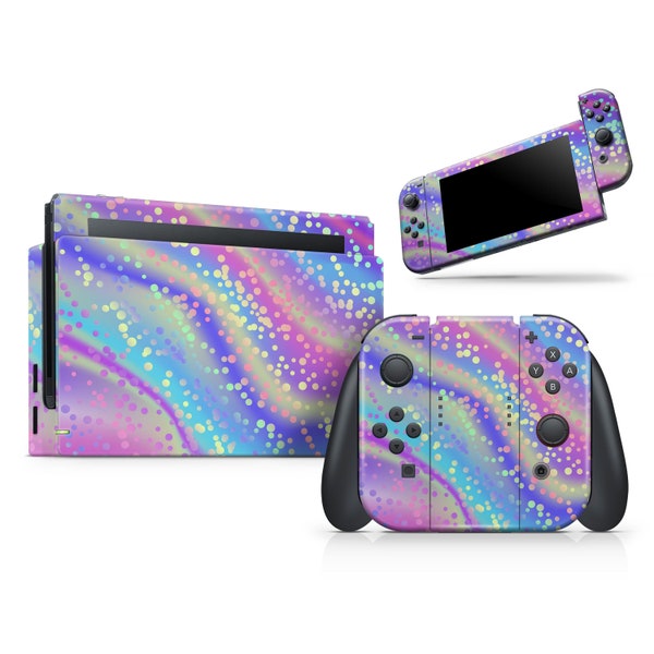 Cute Holo Confetti V1 // Skin Decal Wrap for Nintendo Switch OLED Gaming Console, Dock, Joy-Cons, Pro Controller, Lite, 3ds xl, 2ds xl,