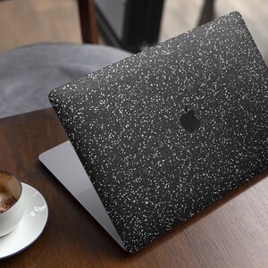 Sparkling Black Ultra Metallic Glitter // Skin Decal Wrap Kit Compatible with the Apple MacBook Pro, Pro with Touch Bar or Air (11, 12, 13,