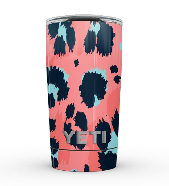 Leopard Coral and Teal V23 // Custom Skin Decal Wrap Cover for Yeti  Tumbler, Rambler, Colster Cups Coolers 
